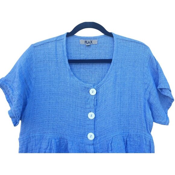 Flax by Jeanne Engelhart Linen Tunic Top Relaxed Button Front Lagenlook - Picture 4 of 15